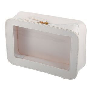 1 Pcs Portable Travel Transparent Makeup Toiletry Organizer Bag White